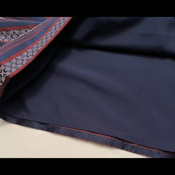 Ann Taylor LOFT blue and burgundy horizontal striped skirt - Picture 3 of 4